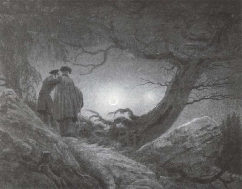 Caspar David Friedrich Zwei Manner  in Betrachtung des Mondes